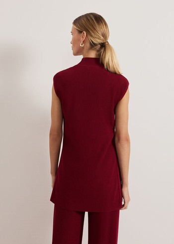 Phase Eight Lori Ribbed Tunic Knitwear Burgundy Canada | FZDJWC-784